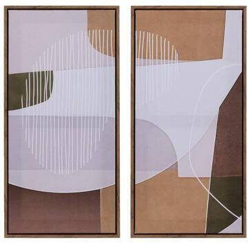 Leen Bakker Set van 2 schilderijen Abstract Garden canvas 60x30 cm
