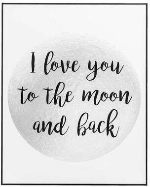 Leen Bakker Schilderij I Love You To The Moon And Back zwart wit 50x40x2 cm