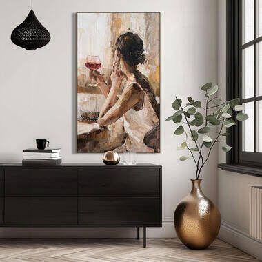 Leen Bakker Schilderij Vrouw met wijn MDF 118x70 cm