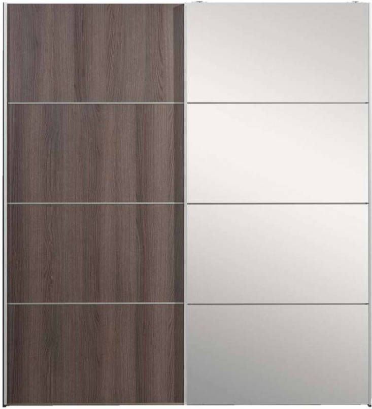 Leen Bakker Schuifdeurkast Verona grijs eiken spiegel 200x182x64 cm