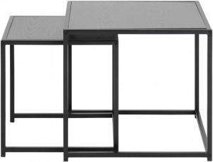 MOOS Meubelen-Online Honkytonk Bijzettafel set twee tafels zwart essen 50x50x45cm Industrieel