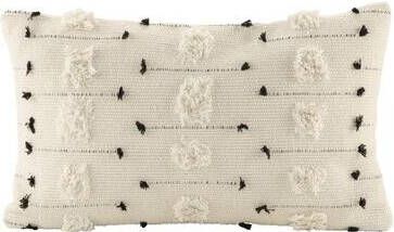 Leen Bakker Sierkussen Hetty off-white zwart 30x50 cm