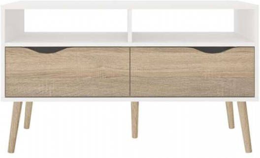 Leen Bakker TV-meubel Delta 4-vaks wit eikenkleur 98 6x39x57 6 cm