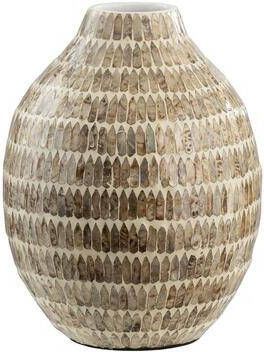 Leen Bakker Vaas Lowis naturel bamboe capiz 31xØ24 cm