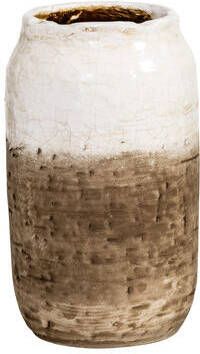Leen Bakker Vaas Margriet wit bruin keramiek 22xØ12 cm