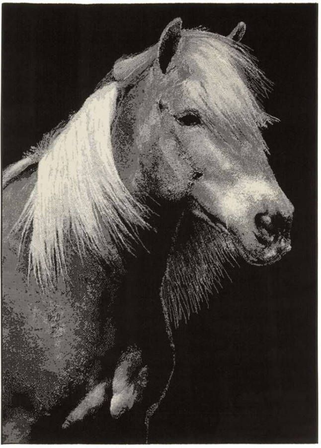 Leen Bakker Vloerkleed Paard zwart 120x170 cm