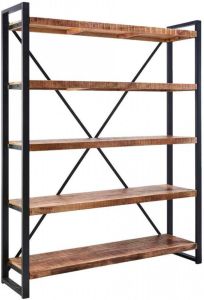 Merkloos Sans marque Rons Boekenkast Industriele kast boekenkast wandkast met massief hout en een metalen zwart frame