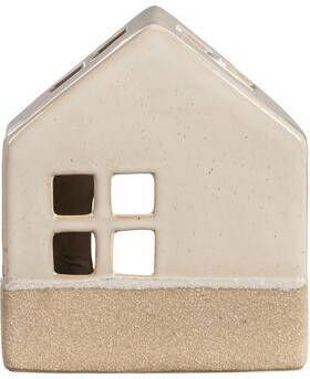 Leen Bakker Waxinelichthouder Huis Beige 14x12x7 cm