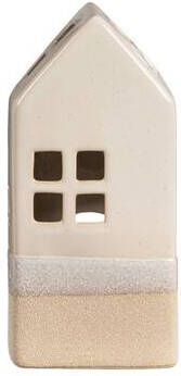 Leen Bakker Waxinelichthouder Huis Beige 20x9x7 cm