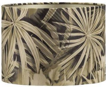 Light & Living Kap Cilinder Palm antraciet groen velours 21xØ30 cm Leen Bakker