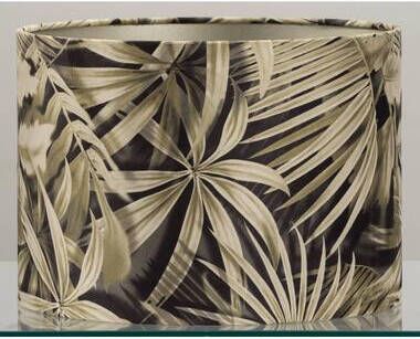 Light & Living Kap Cilinder Palm antraciet groen velours 18xØ25 cm Leen Bakker
