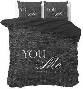 SLEEPTIME dekbedovertrek Love for you and me antraciet 200x220 cm Leen Bakker