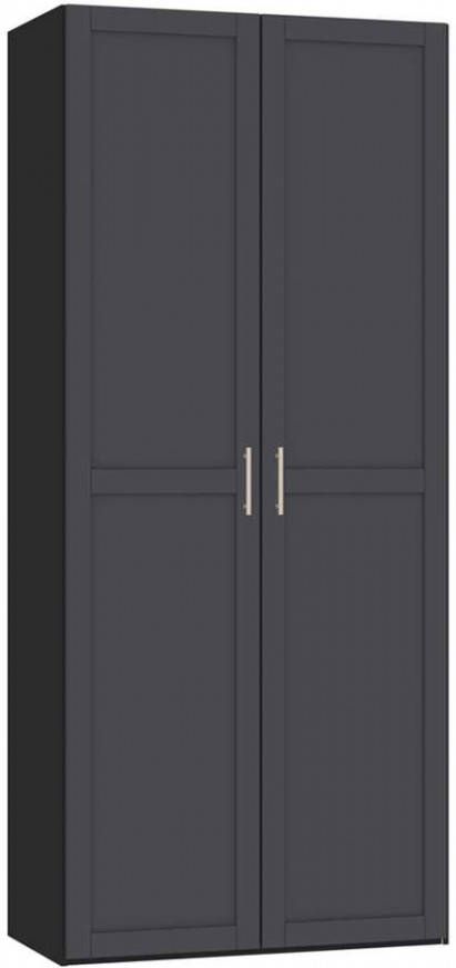 voor het geval dat Storen Bediende STOCK kledingkast 2 deurs zwart/antraciet 236x101, 9x56, 5 cm Leen Bakker -  Winkelen.nl