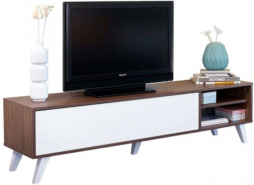 Symbiosis TV-meubel Heidal walnootkleur wit 43 2x165x40 cm Leen Bakker