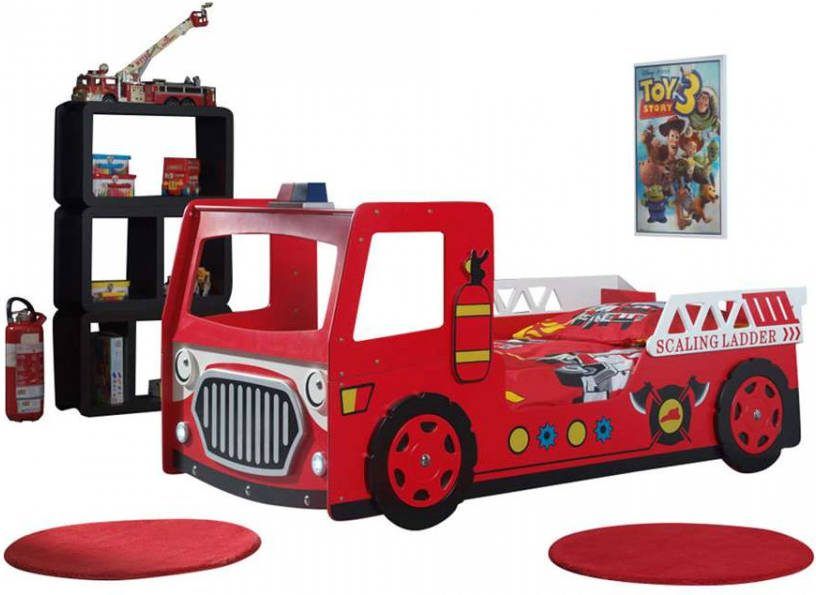 Vipack bed Brandweer rood incl. LED 101x101x223 cm Leen Bakker