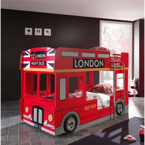 Vipack stapelbed London Bus incl. LED 132x99 6x215 cm Leen Bakker
