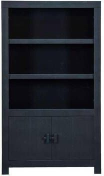 WOOOD open kast Benson matzwart 200x115x37 cm Leen Bakker