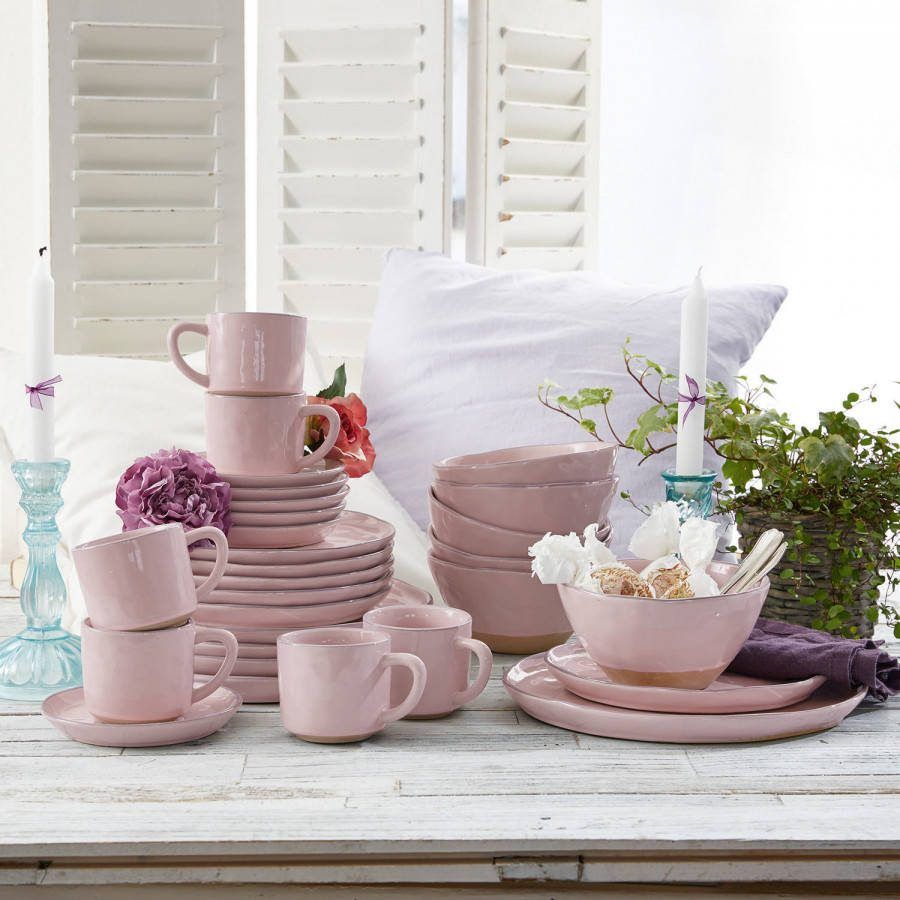 Loberon Servies set van 30 Biarré roze