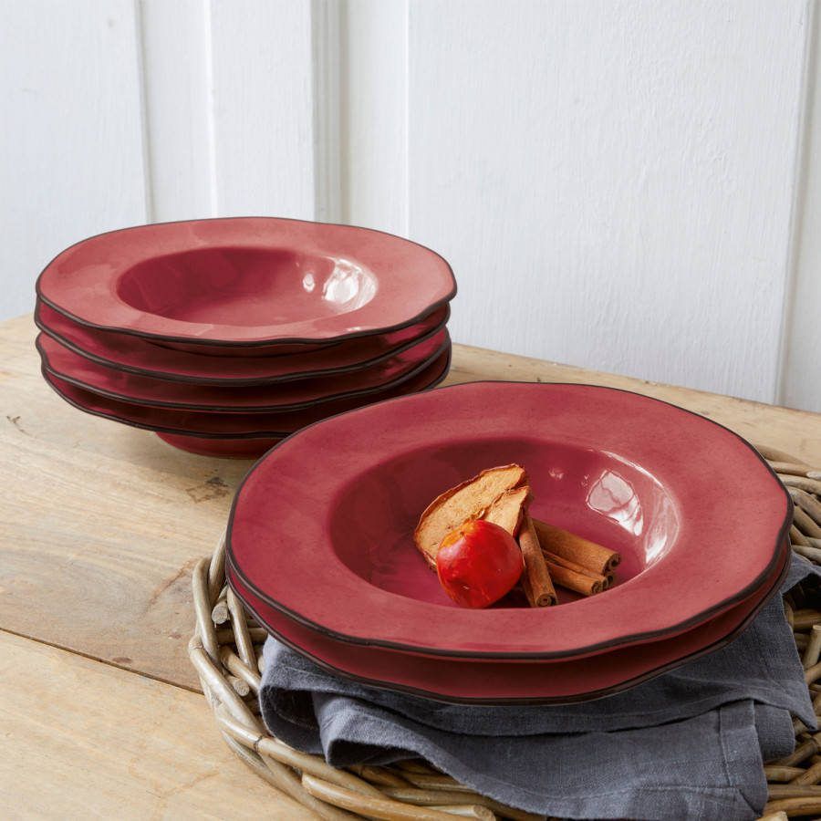 Loberon Soepbord set van 6 Biarré rood