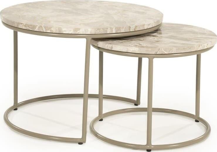 By-Boo Ronde Salontafel Alvar Marmer Set van 2 stuks Beige