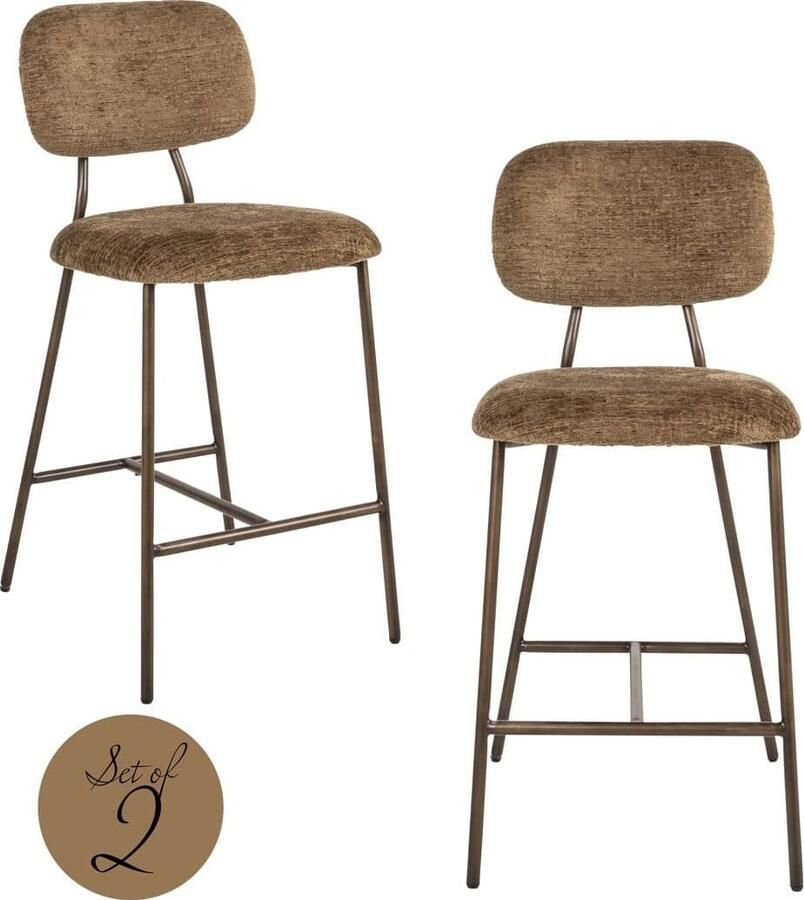 Richmond Interiors Richmond Barstoel Xenia Geweven stof Brandy (zithoogte 66cm)