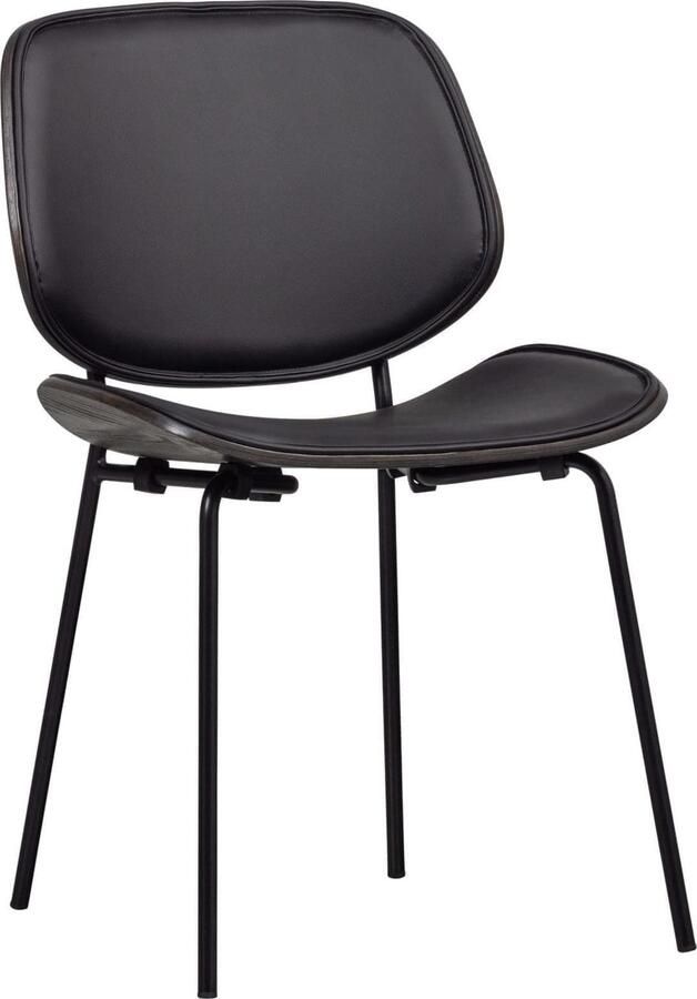 BePureHome | Close In Eetkamerstoel Kunstleer hout Zwart | Zitmeubels eetkamer | Eetkamerstoel