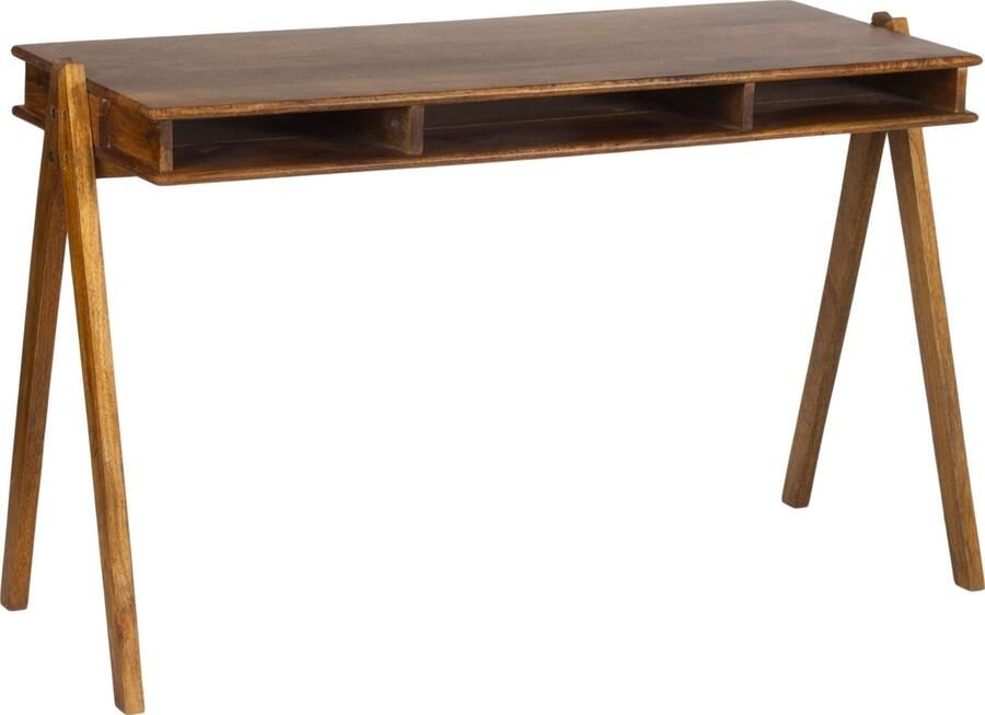 BePureHome | Compartment Bureau Hout Bruin | Woonkamertafels | Bureau