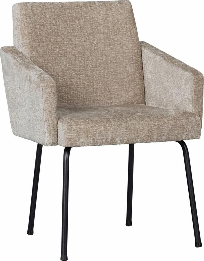 BePureHome | Mount Eetkamerstoel Met Armleuning Grof Geweven Stof Naturel | Zitmeubels eetkamer | Armstoel