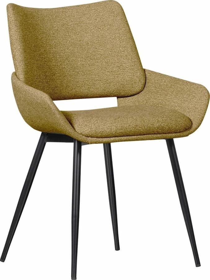 BePureHome | Parade Eetkamerstoel Melange Stof Mosterd | Zitmeubels eetkamer | Eetkamerstoel