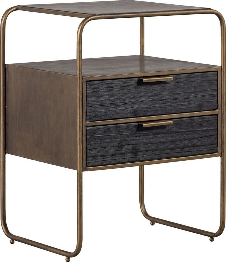 BePureHome | Polite Nachtkastje Metaal hout Antique Brass | Slaapkamerkasten | Nachtkastje - Foto 5