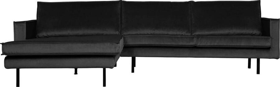 BePureHome | Rodeo Chaise Longue Links Velvet Antraciet | Zitmeubels woonkamer | Hoekbank
