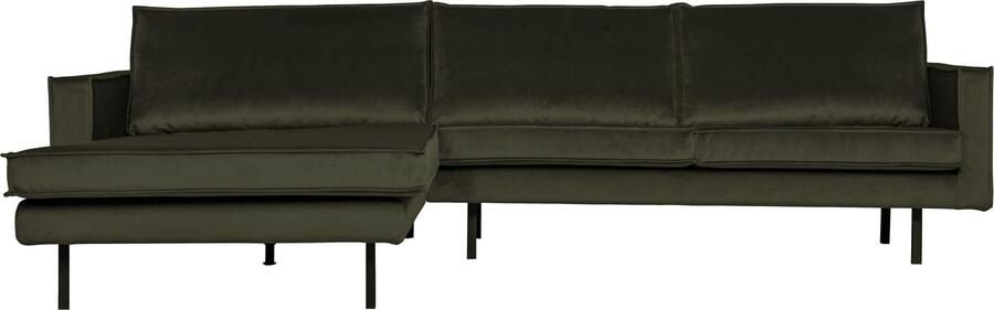 BePureHome | Rodeo Chaise Longue Links Velvet Dark Green Hunter | Zitmeubels woonkamer | Hoekbank