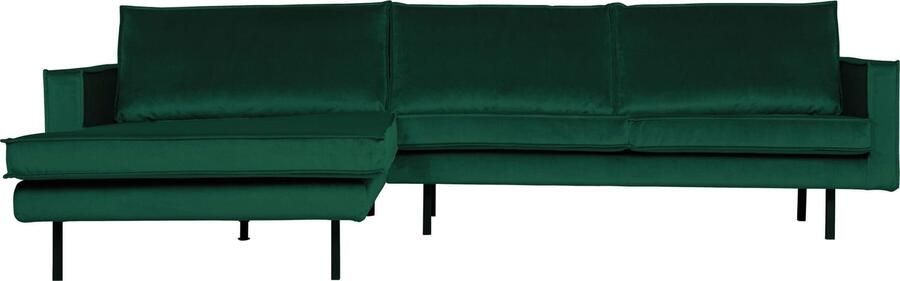 BePureHome | Rodeo Chaise Longue Links Velvet Green Forest | Zitmeubels woonkamer | Hoekbank