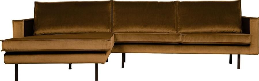 BePureHome | Rodeo Chaise Longue Links Velvet Honing Geel | Zitmeubels woonkamer | Hoekbank