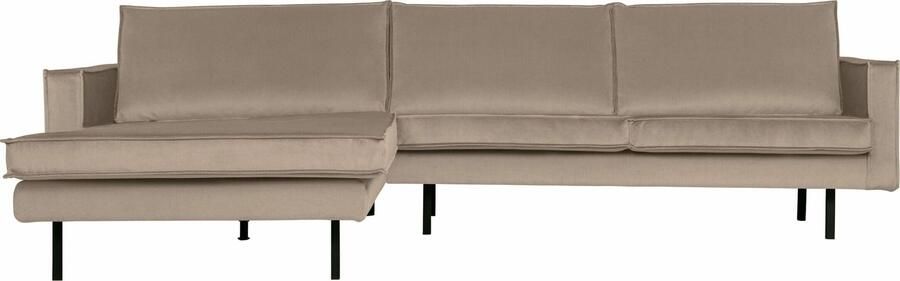 BePureHome | Rodeo Chaise Longue Links Velvet Khaki | Zitmeubels woonkamer | Hoekbank