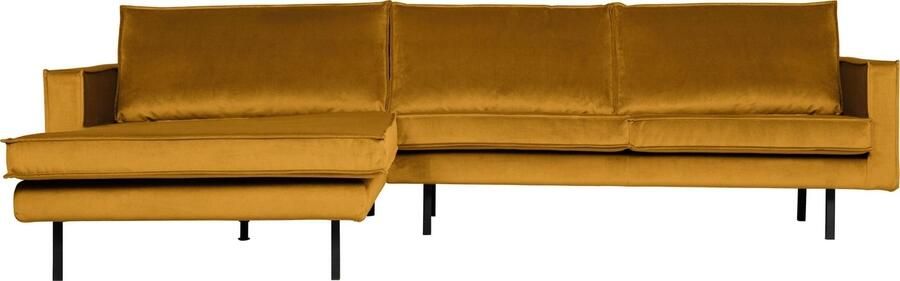 BePureHome | Rodeo Chaise Longue Links Velvet Oker | Zitmeubels woonkamer | Hoekbank