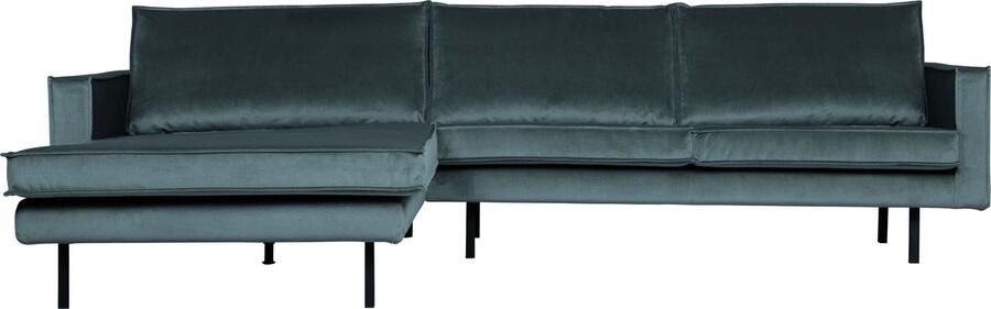 BePureHome | Rodeo Chaise Longue Links Velvet Teal | Zitmeubels woonkamer | Hoekbank