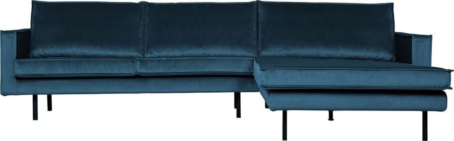 BePureHome | Rodeo Chaise Longue Rechts Velvet Blue | Zitmeubels woonkamer | Hoekbank