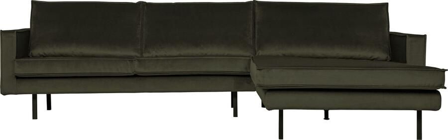 BePureHome | Rodeo Chaise Longue Rechts Velvet Dark Green Hunter | Zitmeubels woonkamer | Hoekbank