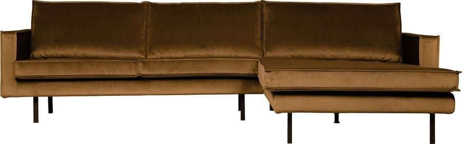 BePureHome | Rodeo Chaise Longue Rechts Velvet Honing Geel | Zitmeubels woonkamer | Hoekbank