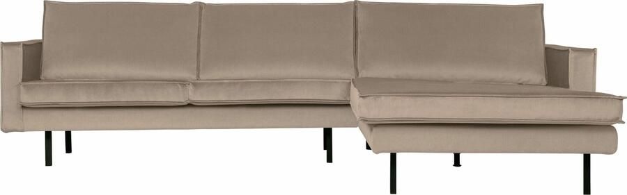 BePureHome | Rodeo Chaise Longue Rechts Velvet Khaki | Zitmeubels woonkamer | Hoekbank