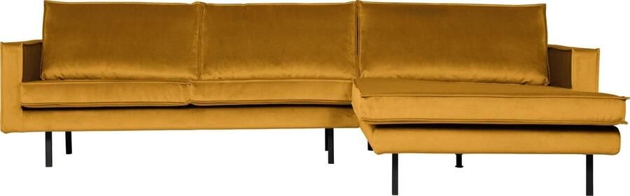 BePureHome | Rodeo Chaise Longue Rechts Velvet Oker | Zitmeubels woonkamer | Hoekbank
