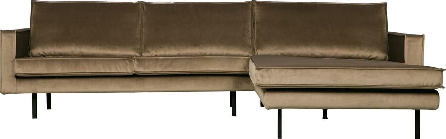 BePureHome | Rodeo Chaise Longue Rechts Velvet Taupe | Zitmeubels woonkamer | Hoekbank