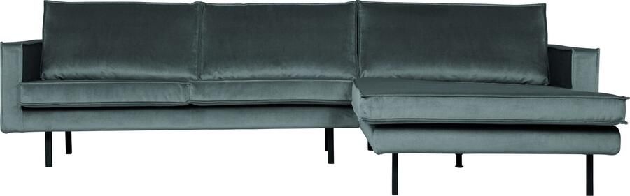 BePureHome | Rodeo Chaise Longue Rechts Velvet Teal | Zitmeubels woonkamer | Hoekbank