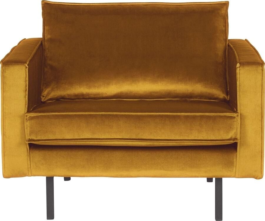 BePureHome | Rodeo Fauteuil Velvet Oker | Zitmeubels woonkamer | Fauteuil
