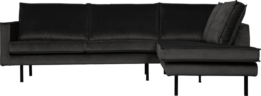 BePureHome | Rodeo Hoekbank Rechts Velvet Antraciet | Zitmeubels woonkamer | Hoekbank