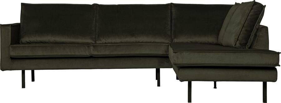 BePureHome | Rodeo Hoekbank Rechts Velvet Dark Green Hunter | Zitmeubels woonkamer | Hoekbank