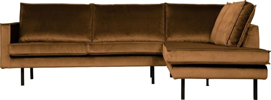 BePureHome | Rodeo Hoekbank Rechts Velvet Honing Geel | Zitmeubels woonkamer | Hoekbank