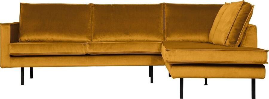 BePureHome | Rodeo Hoekbank Rechts Velvet Oker | Zitmeubels woonkamer | Hoekbank
