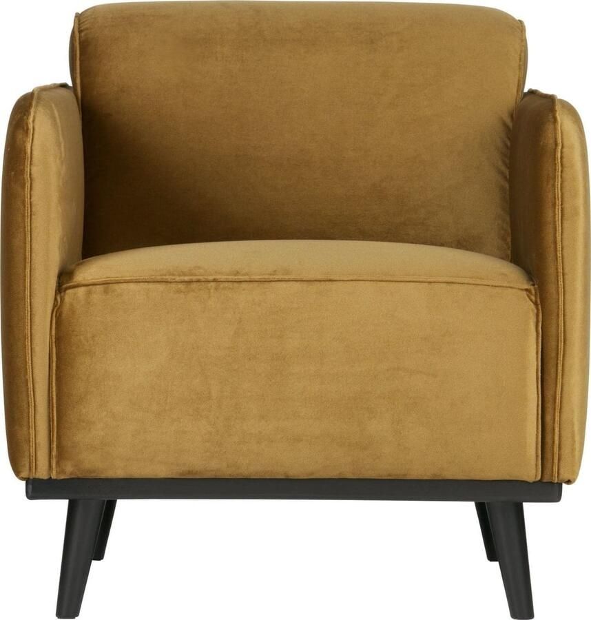 BePureHome | Statement fauteuil met arm fluweel honinggeel | Zitmeubels woonkamer | Fauteuil